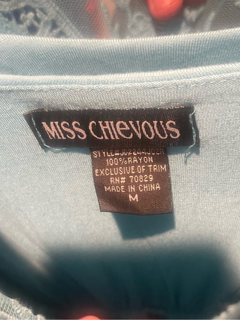Miss Chievous Light Blue Maxi Dress with Rounded Ruffle & Lace Neckline size M - Picture 5 of 5